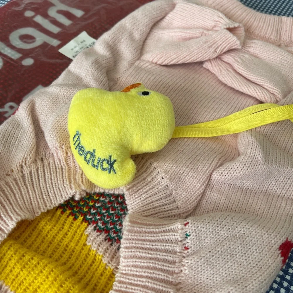 Cute Pink Pet Sweater with Duck Design